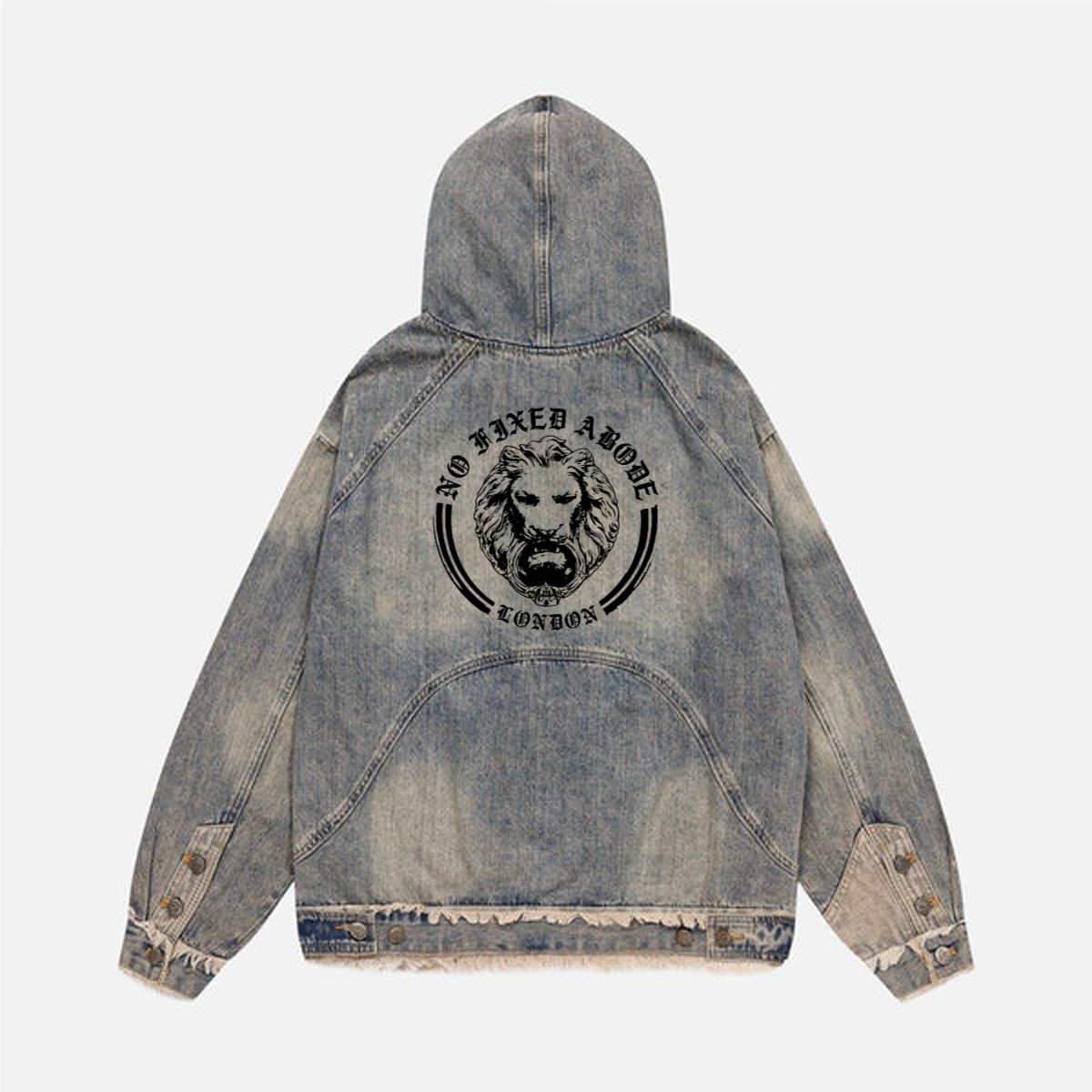 Washed Distressed Denim Hoodie