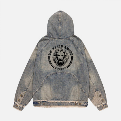 Washed Distressed Denim Hoodie