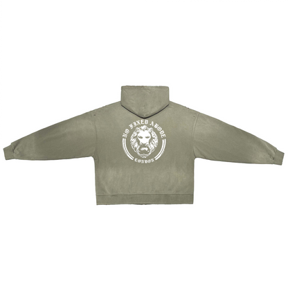 Lion Washed Distressed  Zip-Up Hoodie