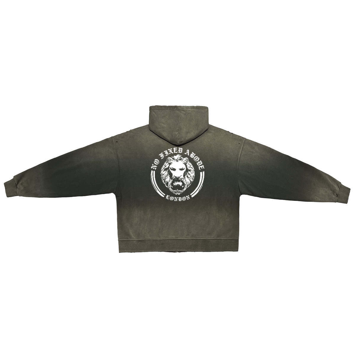 Lion Washed Distressed  Zip-Up Hoodie