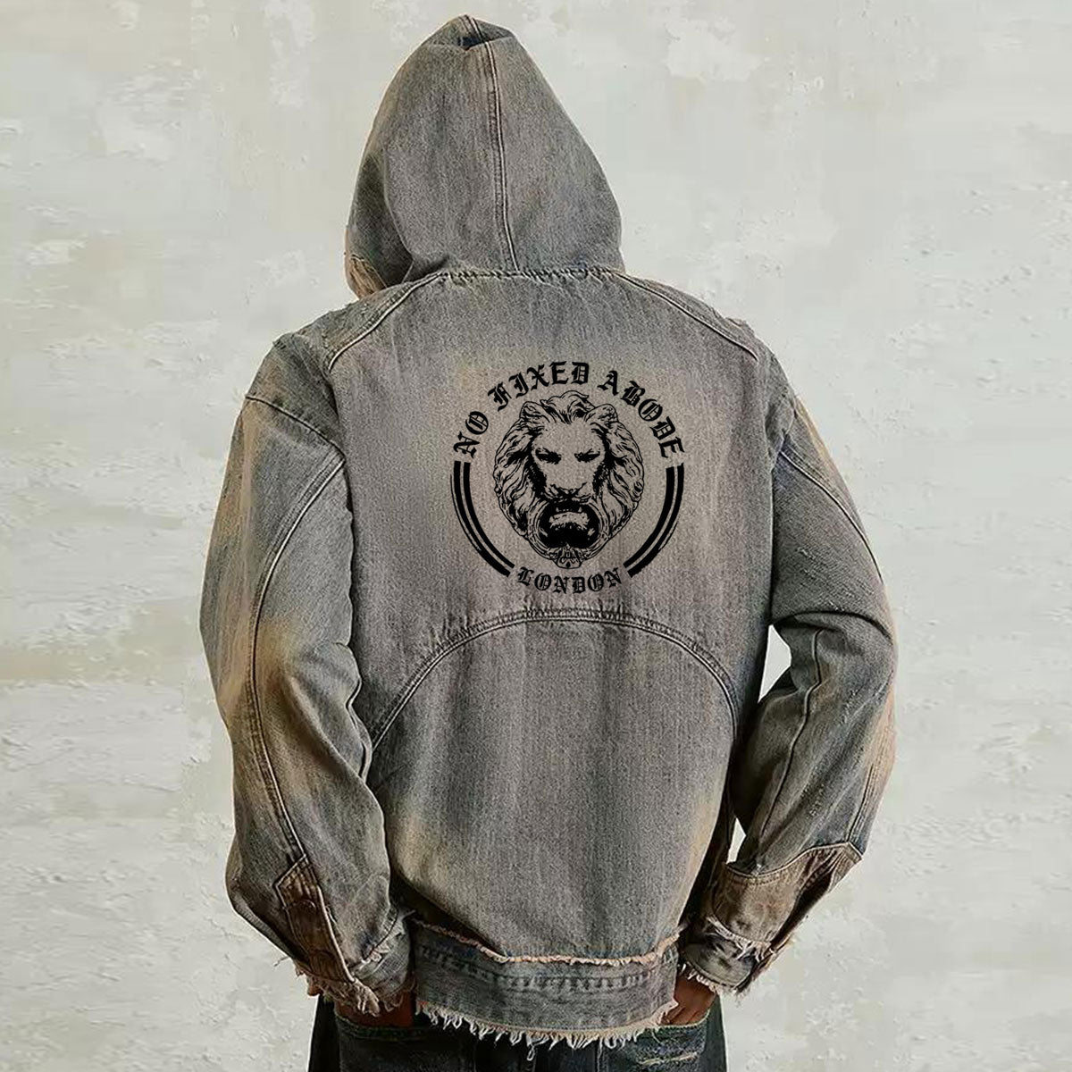 Washed Distressed Denim Hoodie