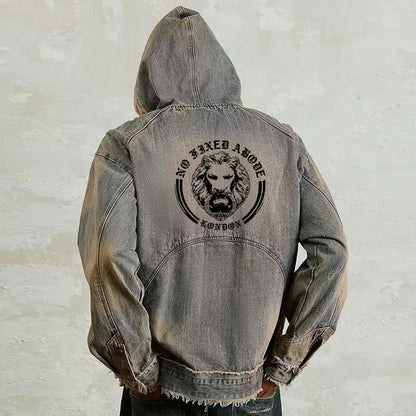 Washed Distressed Denim Hoodie