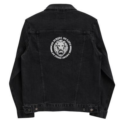 No Music No Life Denim Embroidered Jacket - NO FIXED ABODE Punkrock Mens Luxury Streetwear UK