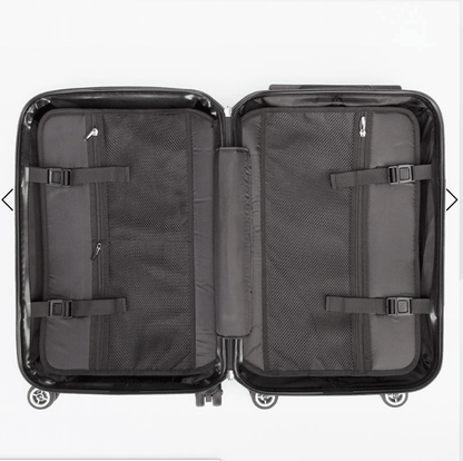 Black Carry on Suitcase - NO FIXED ABODE Punkrock Mens Luxury Streetwear UK